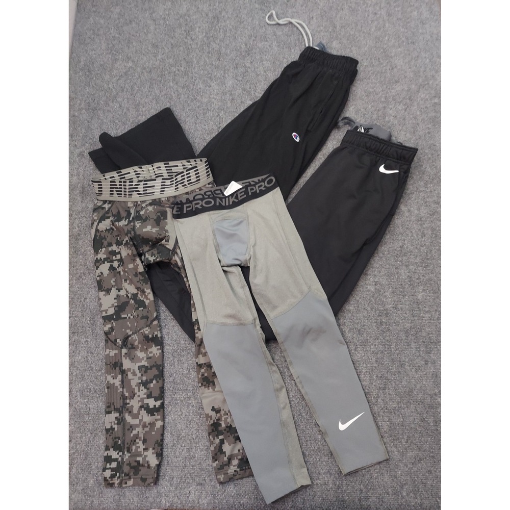 Lot 4 NIKE PRO CHAMPION Sweat Pants Mens Small Black Running Leggings Camo